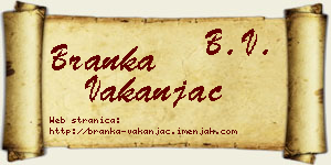 Branka Vakanjac vizit kartica